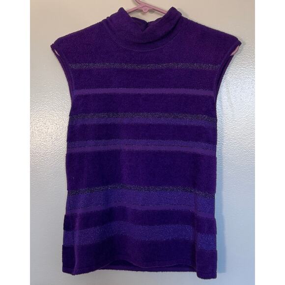 Escada Women's Wool Blend Purple Stripe Tank Size 36 (US Small) - Picture 1 of 4